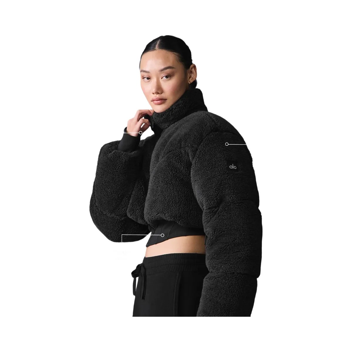 Alo Women's Sherpa Main Act Corset Puffer - Black - HypeFly India View 2