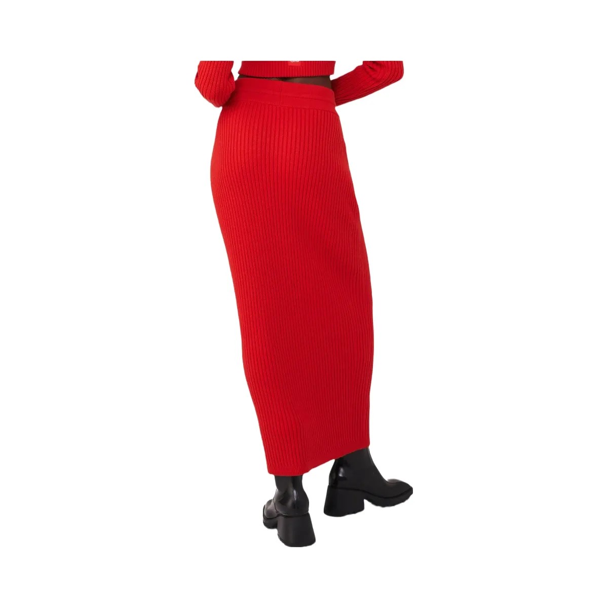 Alo Women's Cashmere Ribbed High-Waist Winter Dream Skirt - Red Flame - HypeFly India View 2