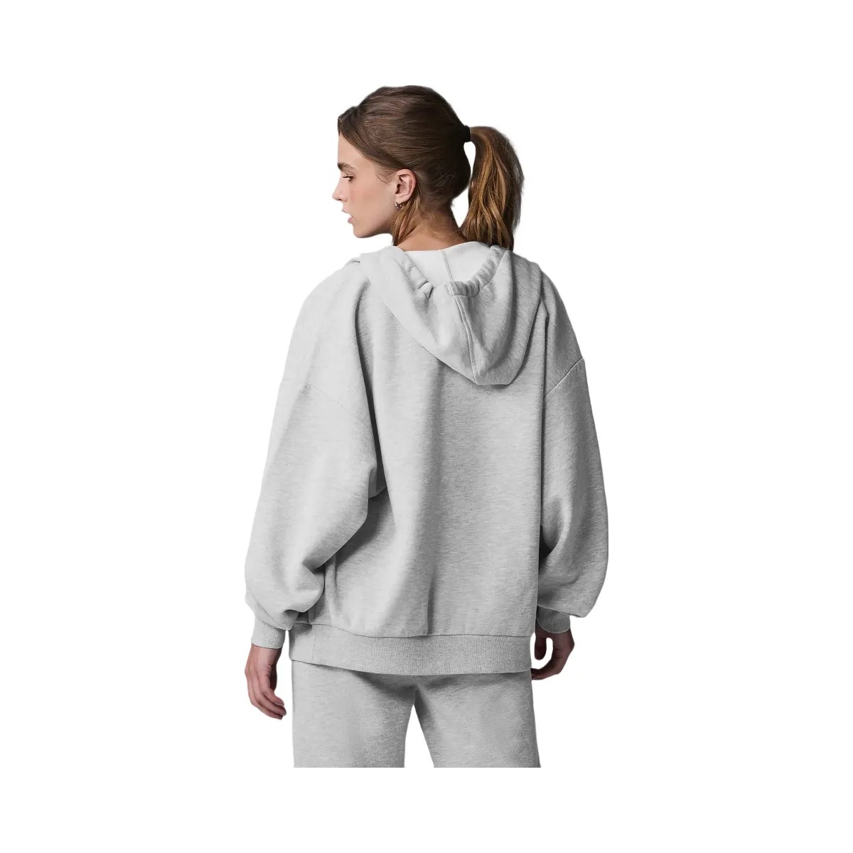 Alo Women's Accolade Full Zip Hoodie - Athletic Heather Grey - HypeFly India View 4