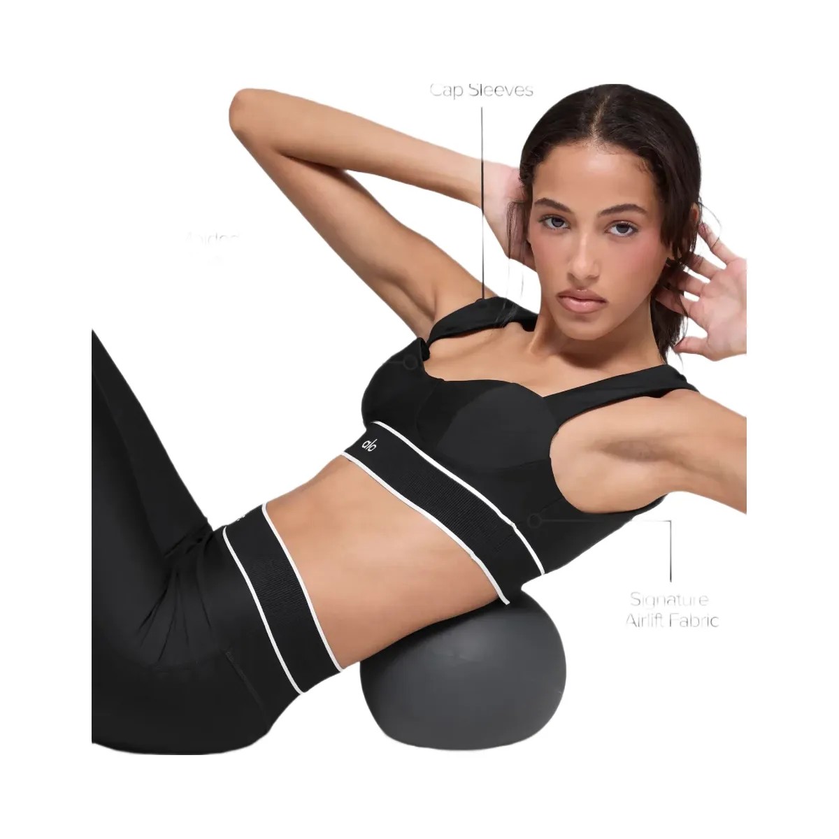 Alo Women's Airlift Alignment Bra - Black/White - HypeFly India View 2