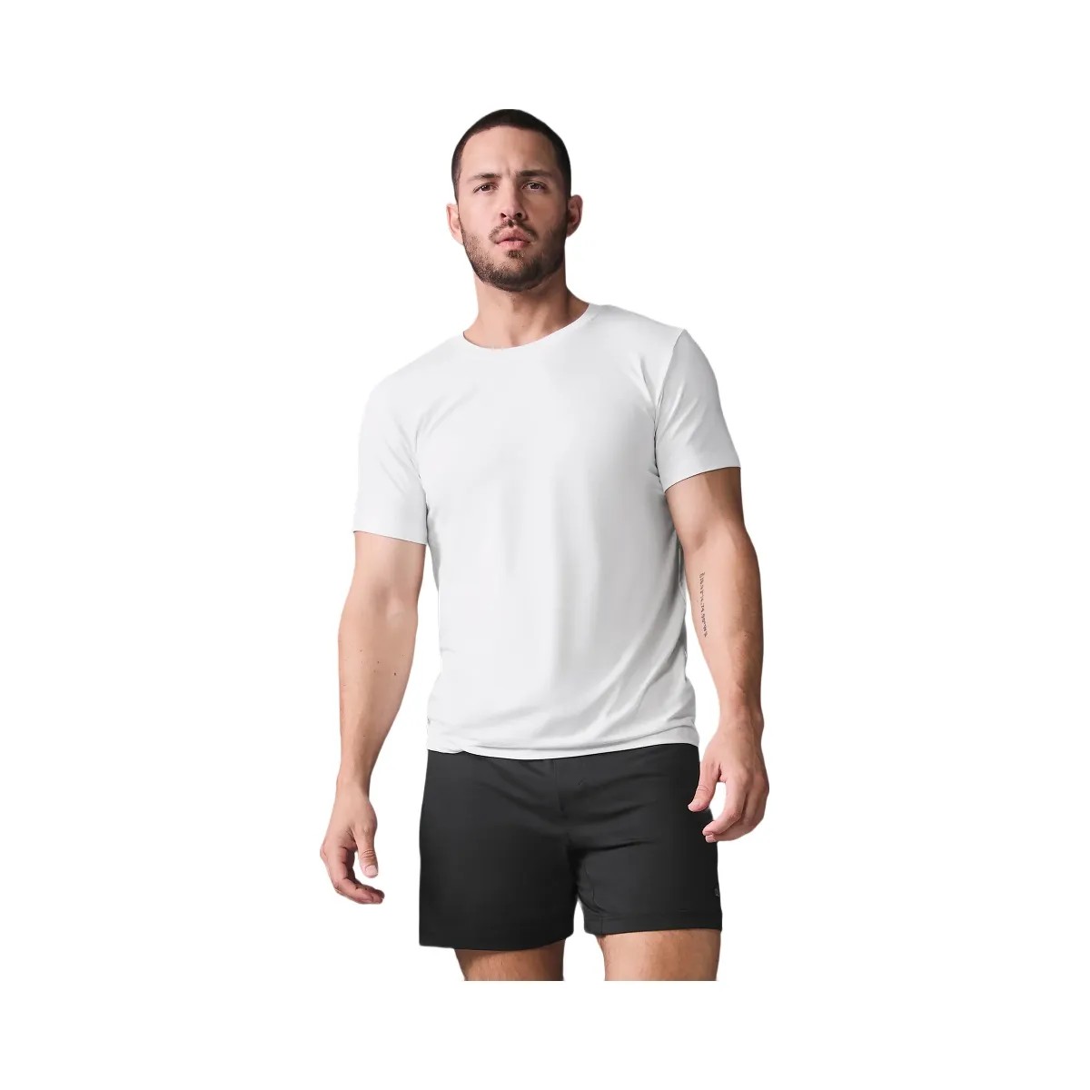 Alo Men's Conquer Reform Crewneck Short Sleeve - White - HypeFly India View 3