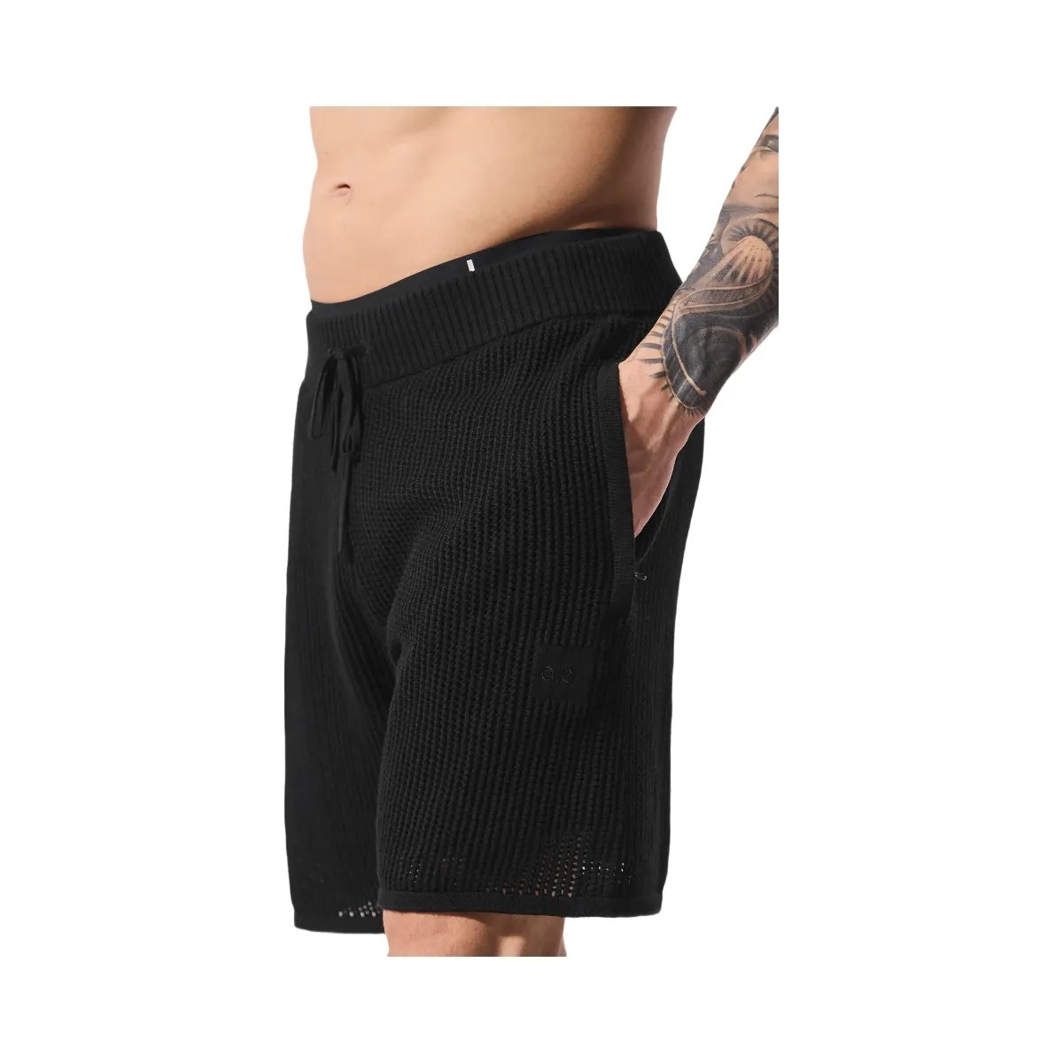 Alo Men's Open-Knit Short - Black - HypeFly India View 3