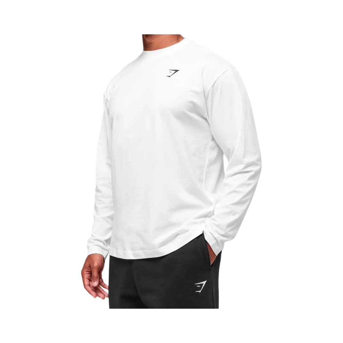 Gymshark Essential Oversized Long Sleeve T-Shirt - White - HypeFly India View 3