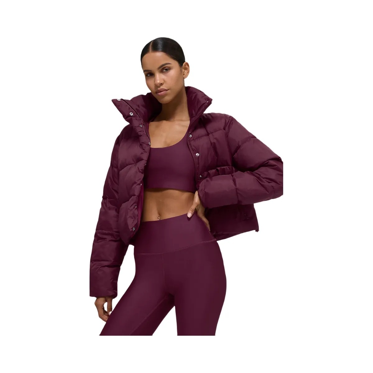 Alo Women's Gold Rush Puffer - Burgundy - HypeFly India View 4