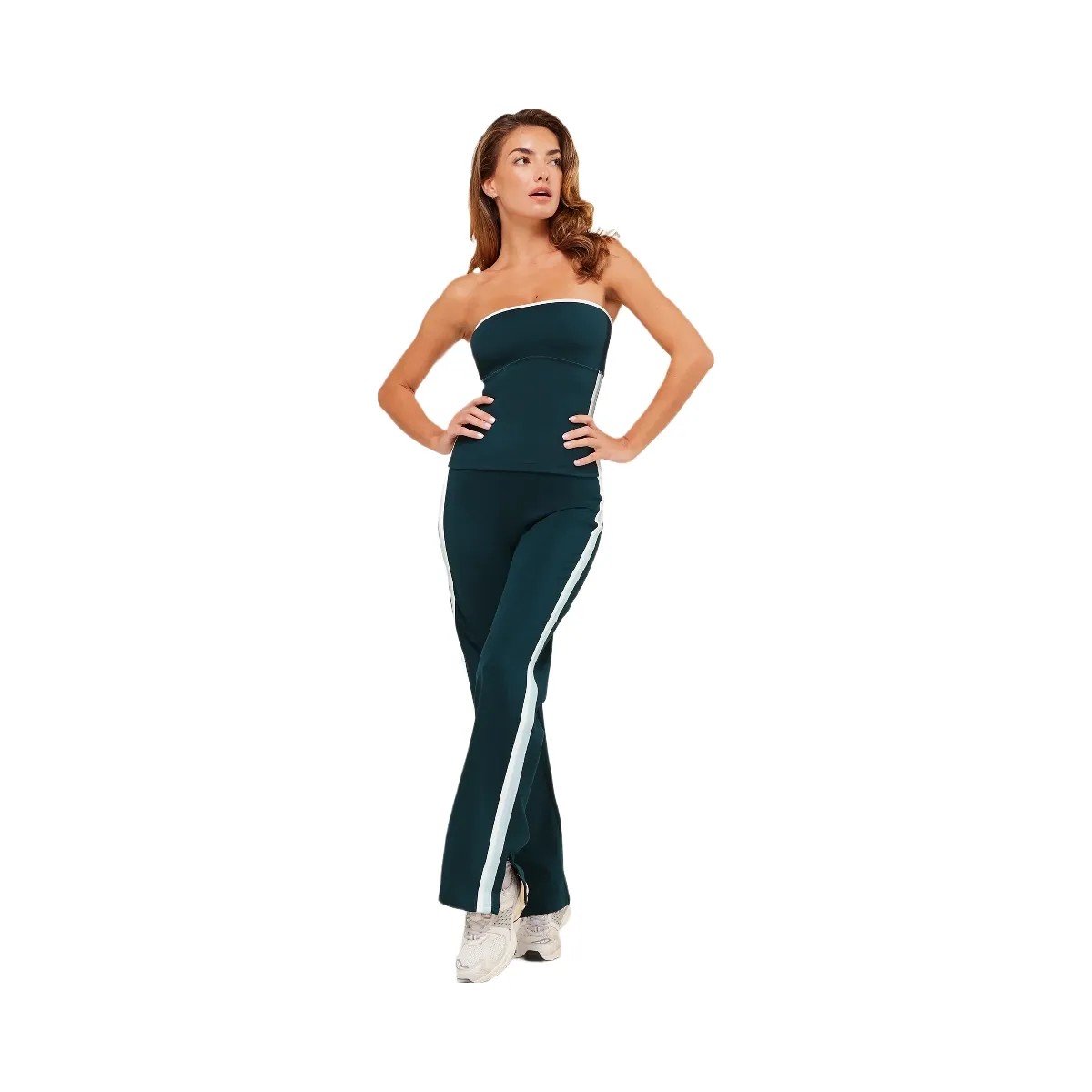 Gymshark Piping Bandeau With Shelf - Deep Petrol Blue/Smoke Blue/Soft White - HypeFly India View 6
