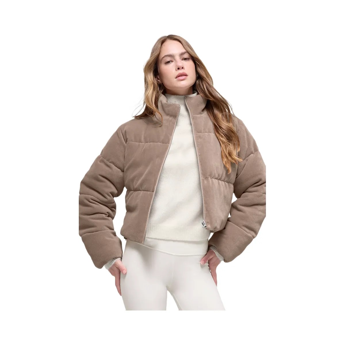 Alo Women's Micro Corduroy Dreamy Puffer - Chai Latte - HypeFly India View 1