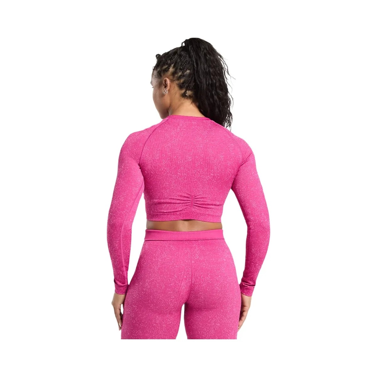 Gymshark Adapt Fleck Seamless Long Sleeve Crop Top - Winning Pink/Sour Pink - HypeFly India View 2