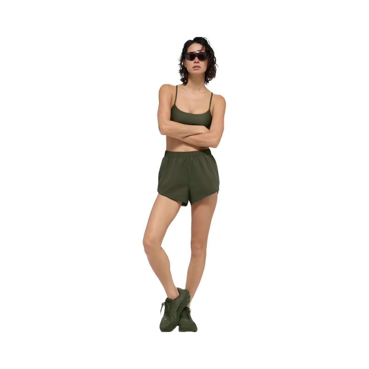 Alo Women's Playmaker Dolphin Short - Green Olive - HypeFly India View 4
