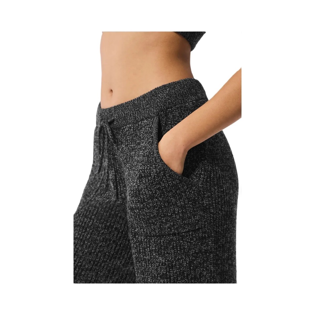 Alo Women's Marl Sweater Pant - Black Marl - HypeFly India View 3