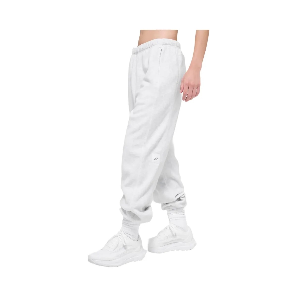 Alo Women's Polar Fleece High-Waist Retreat Jogger - White Heather Grey - HypeFly India View 4
