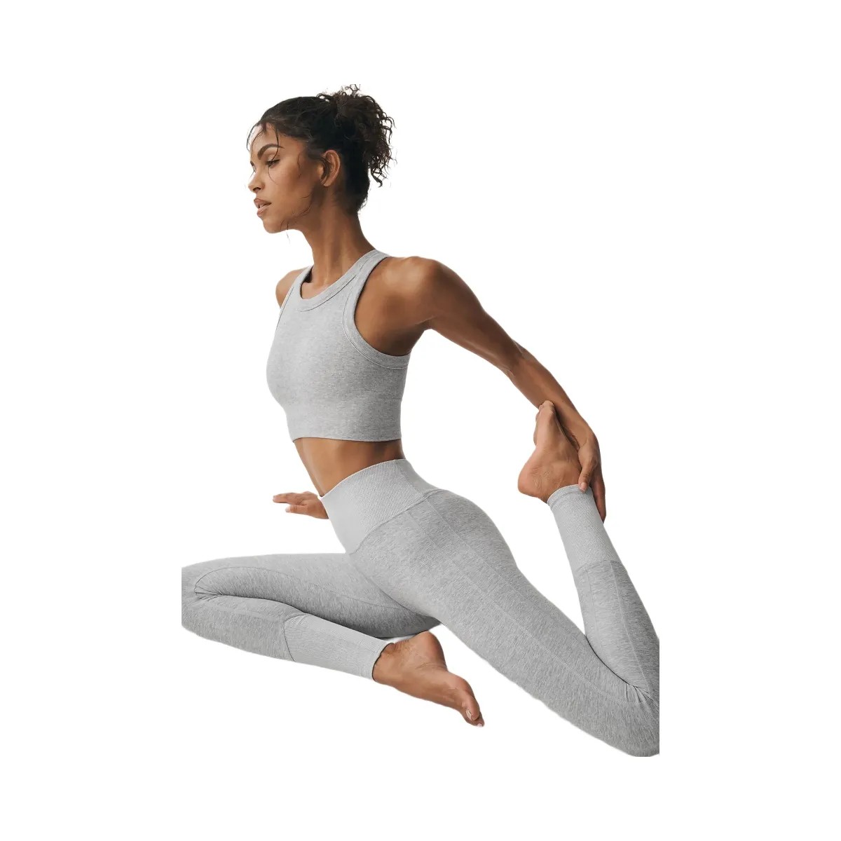 Alo Women's High-Waist Alosoft Lounge Legging - Athletic Heather Grey - HypeFly India View 5