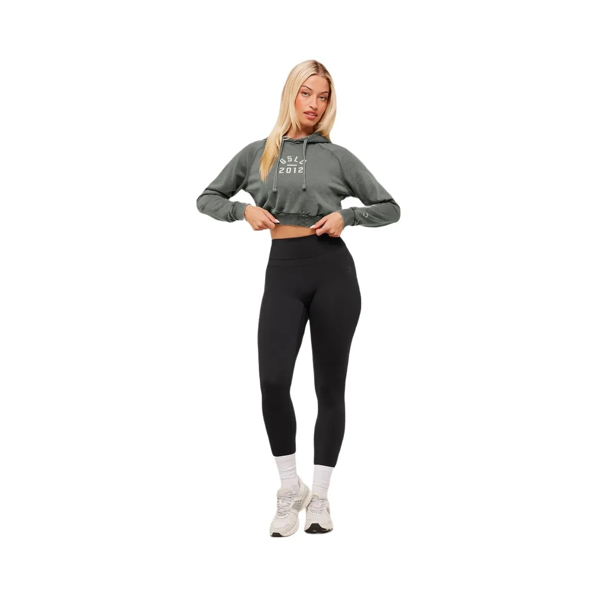 Gymshark Lifting Club 2012 Graphic Cropped Hoodie - Slate Teal/Wash - HypeFly India View 2