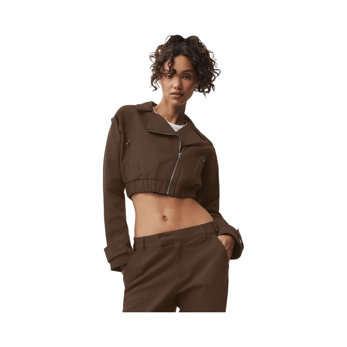 Alo Women's Cropped Cosmopolitan Jacket - Espresso - HypeFly India View 5