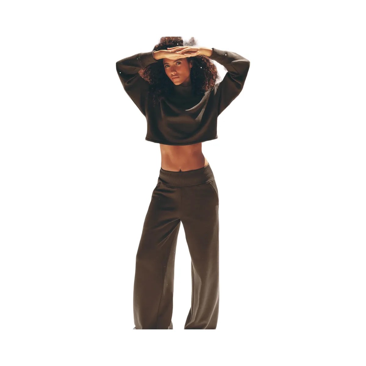 Alo Women's Serenity Wide Leg Sweatpant - Espresso - HypeFly India View 5