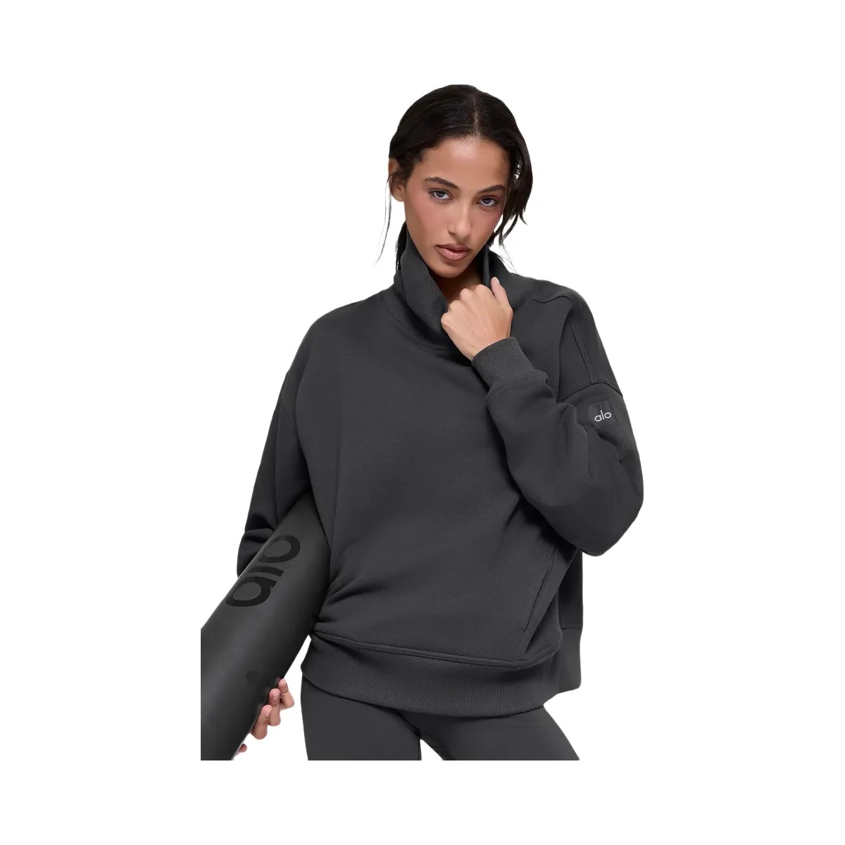 Alo Women's Hazy Mock Neck Pullover - Anthracite - HypeFly India View 1
