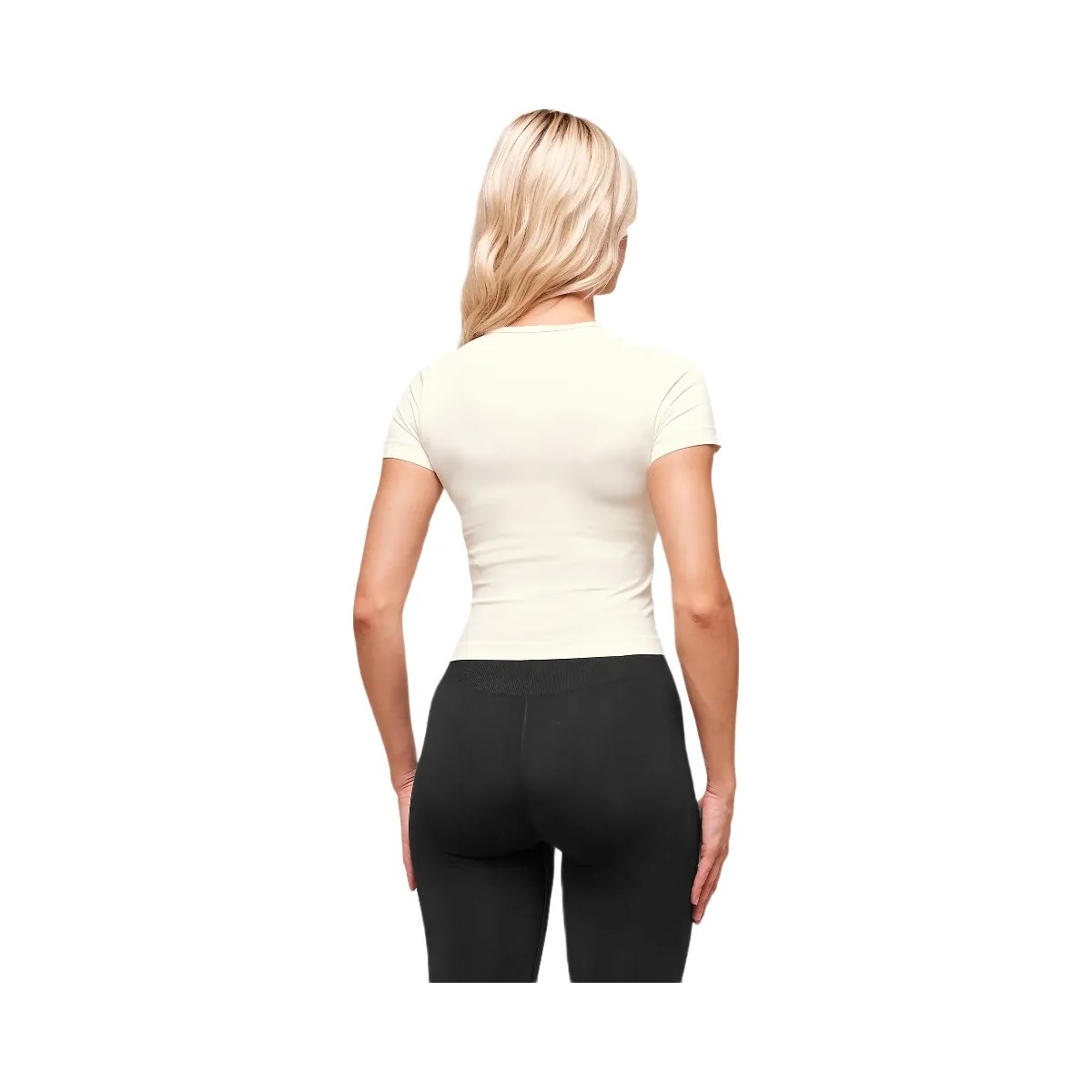 Gymshark Everyday Seamless Tight Fit Crew Neck Tee - Soft White - HypeFly India View 2