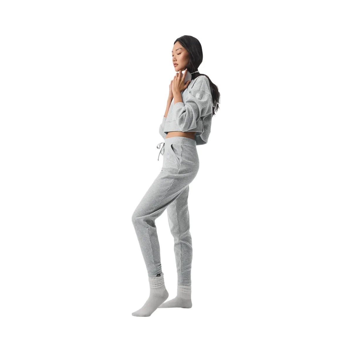 Alo Women's Muse Hoodie - Athletic Heather Grey - HypeFly India View 5