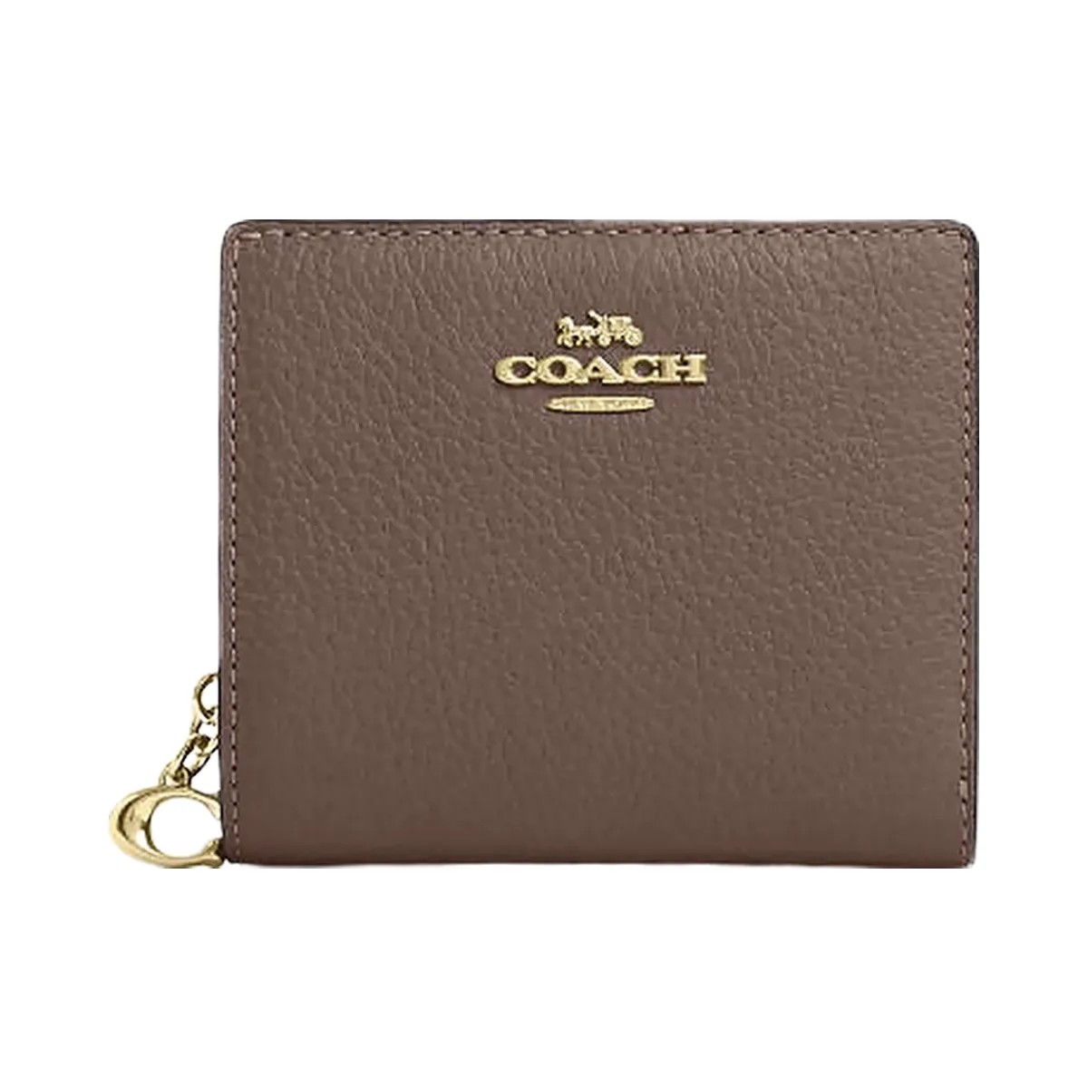 Coach Snap Wallet Pebbled Leather-Gold-Dark Stone - HypeFly India View 3