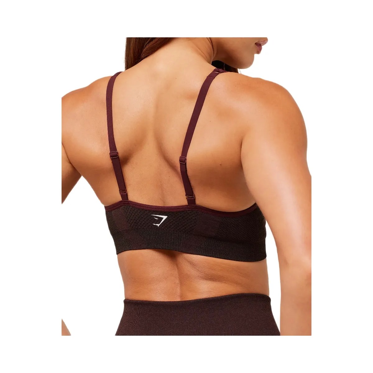 Gymshark Vital V Neck Sports Bra - Rich Maroon/Marl - HypeFly India View 5