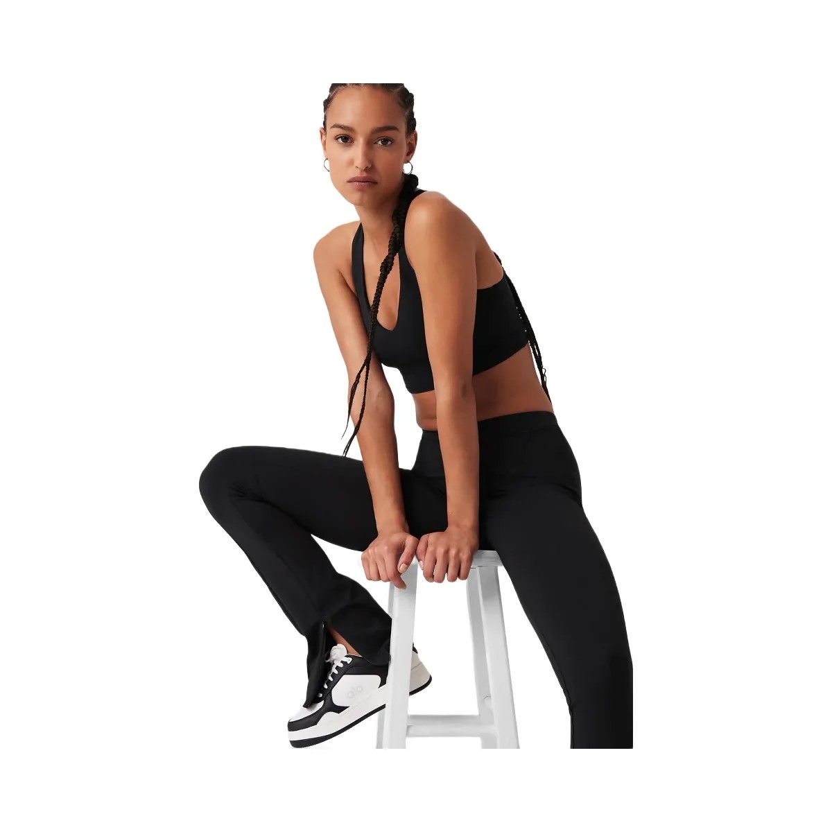 Alo Women's High-Waist 7/8 Zip It Flare Legging - Black - HypeFly India View 6