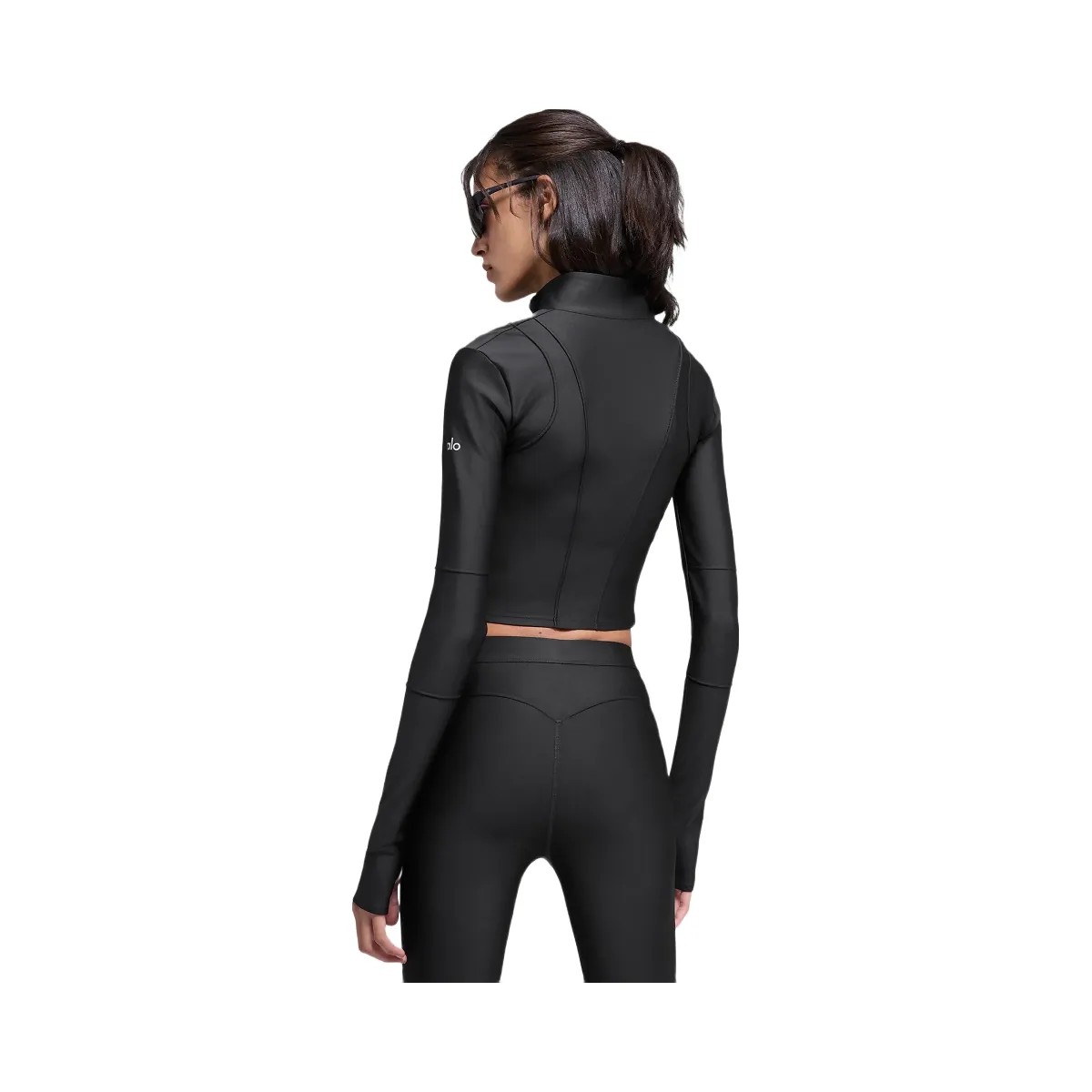 Alo Women's Airlift Ignite Zip Up Jacket - Black - HypeFly India View 3