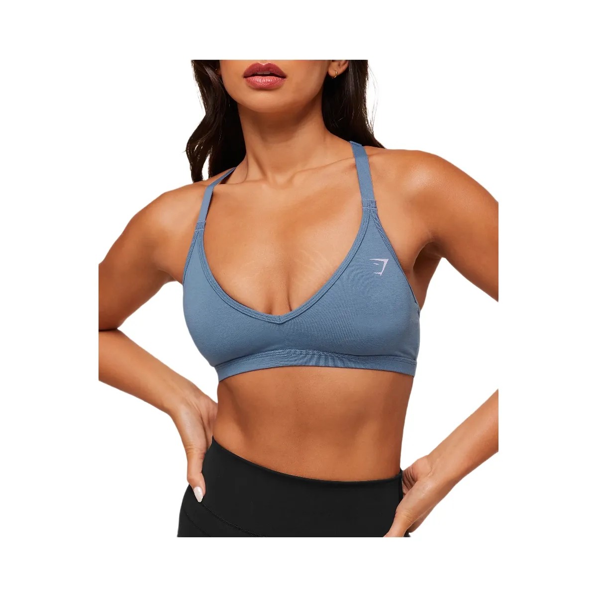 Gymshark Cotton Racerback Sports Bra - Worn Blue - HypeFly India View 6