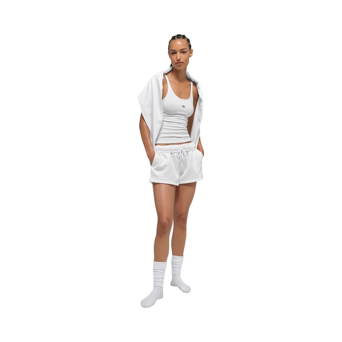 Alo Women's Ribbed Prosper Tank - White - HypeFly India View 4