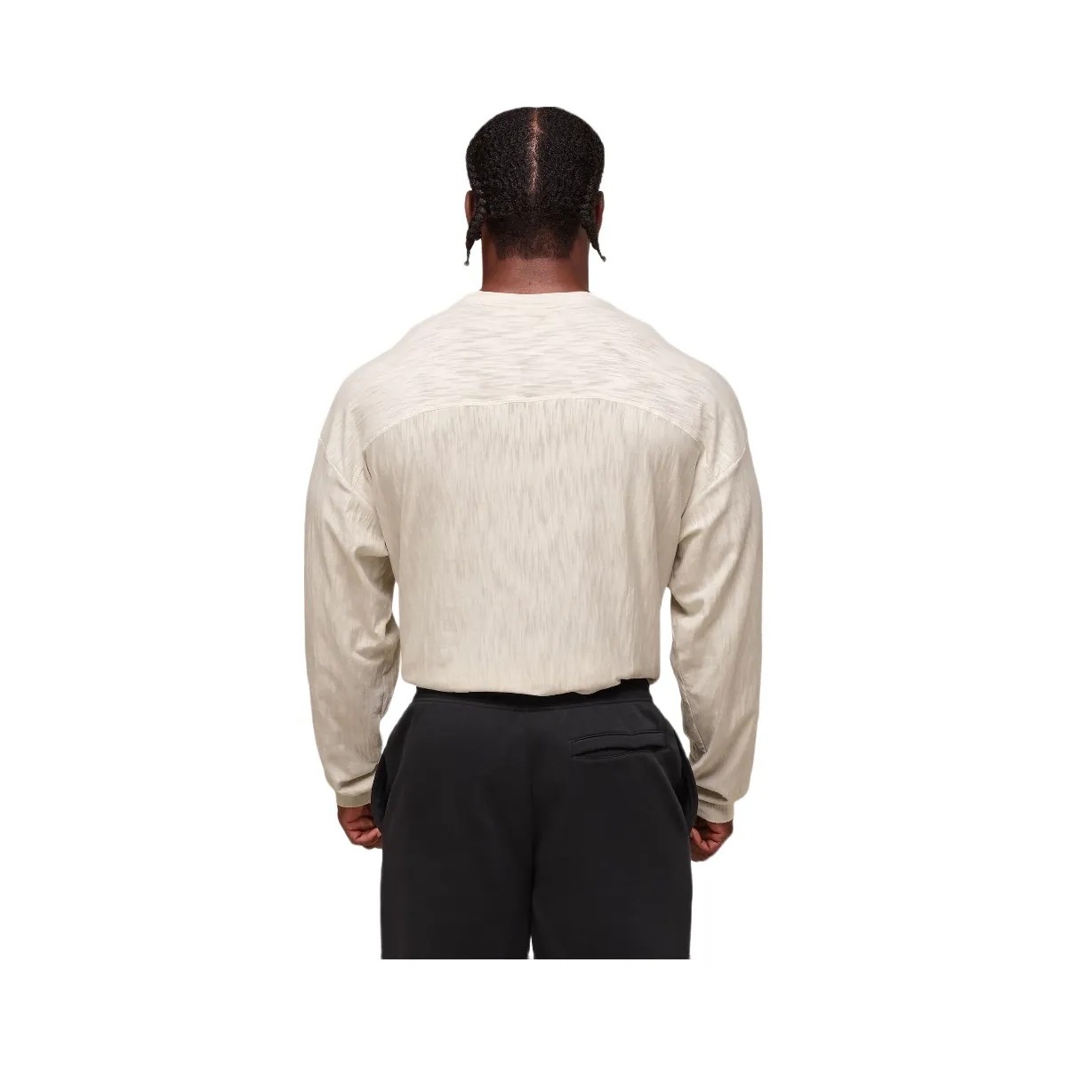 Gymshark Lightweight Slub Textured Lifting Authenticator OS LS T-shirt - Oat White - HypeFly India View 2