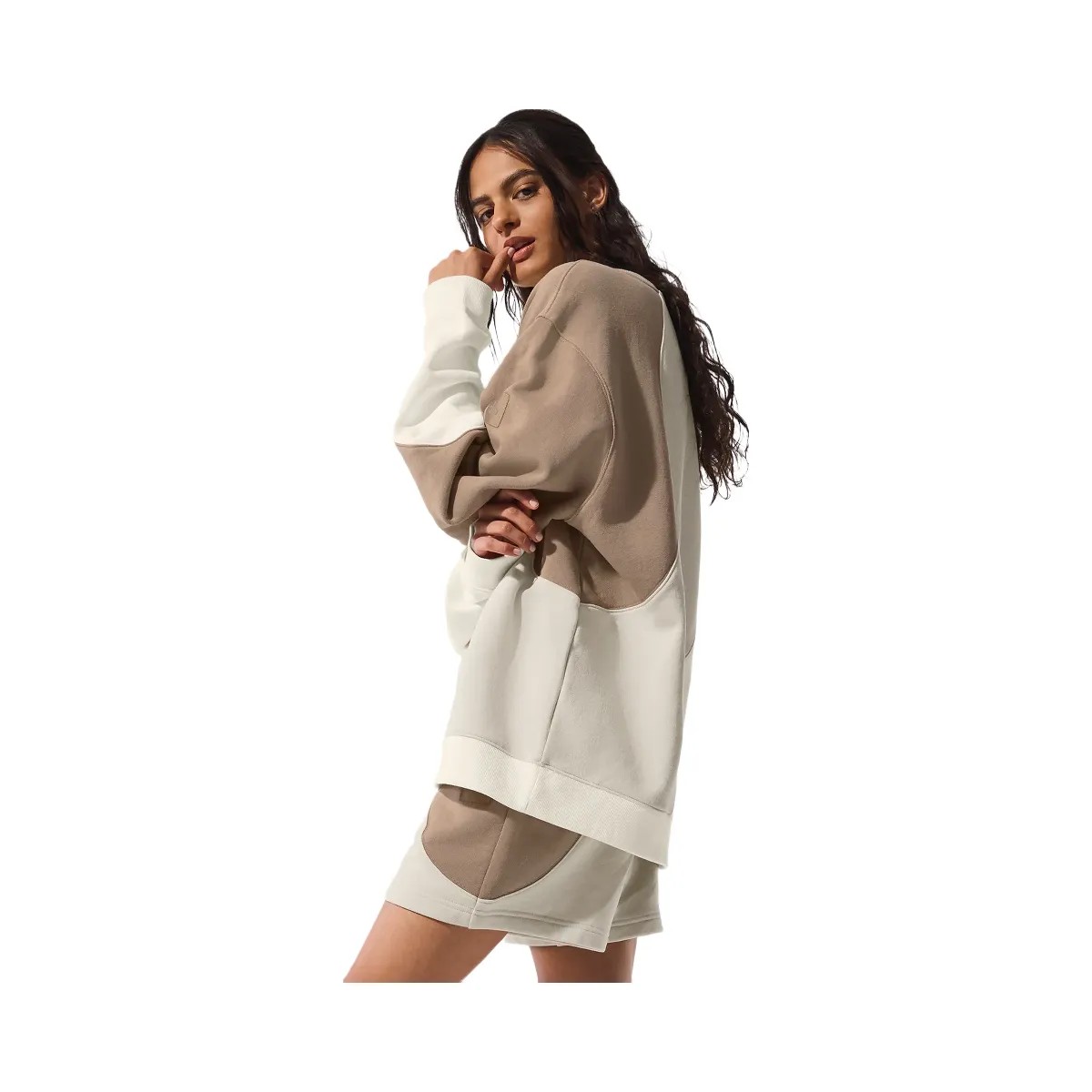 Alo Women's Make Waves Crew Neck Pullover - Ivory/Bone/Gravel - HypeFly India View 2