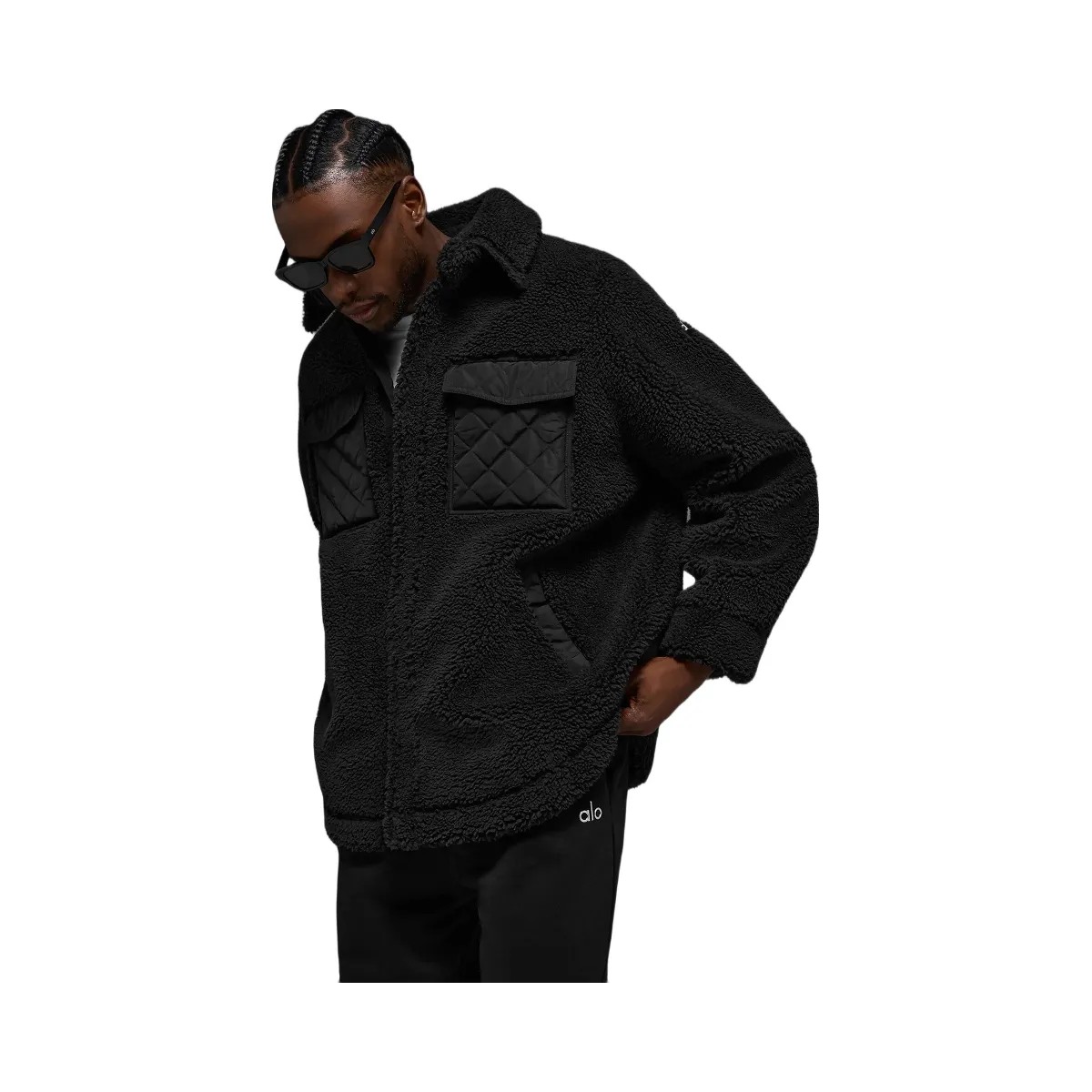 Alo Men's Sherpa Edge Shacket - Black - HypeFly India View 3