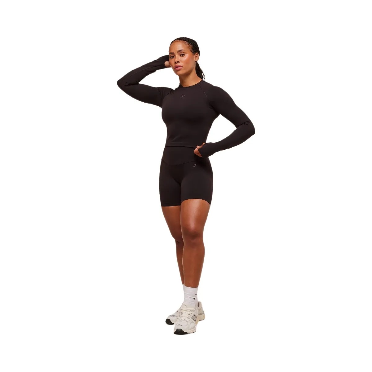 Gymshark Activate Long Sleeve Crop Top - Plum Brown - HypeFly India View 2