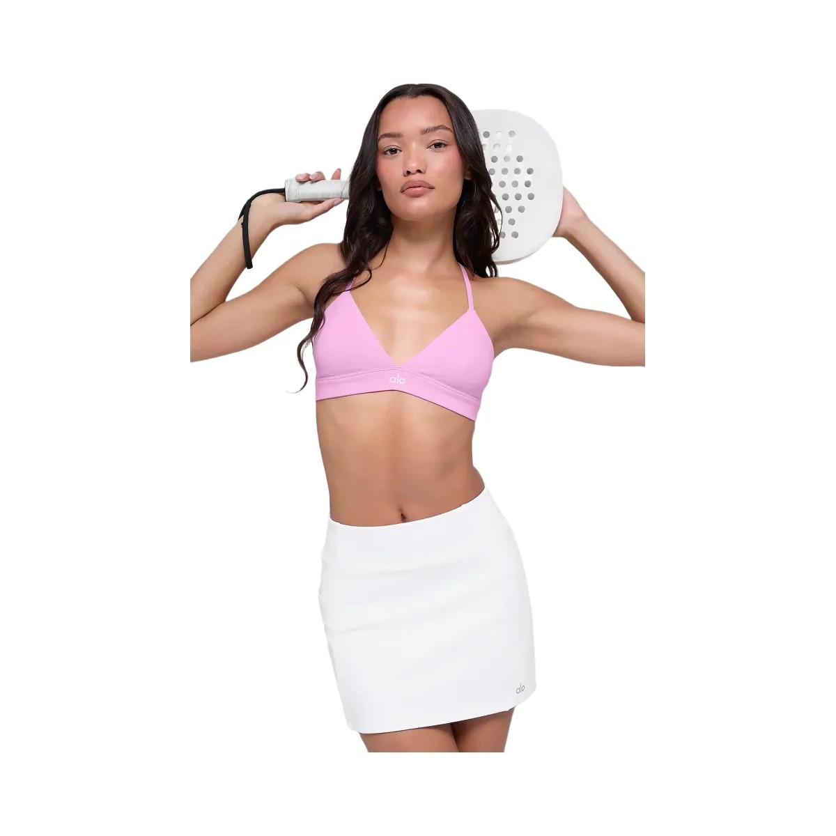 Alo Women's Airbrush High-Waist Good Form Tennis Skirt - White - HypeFly India View 5