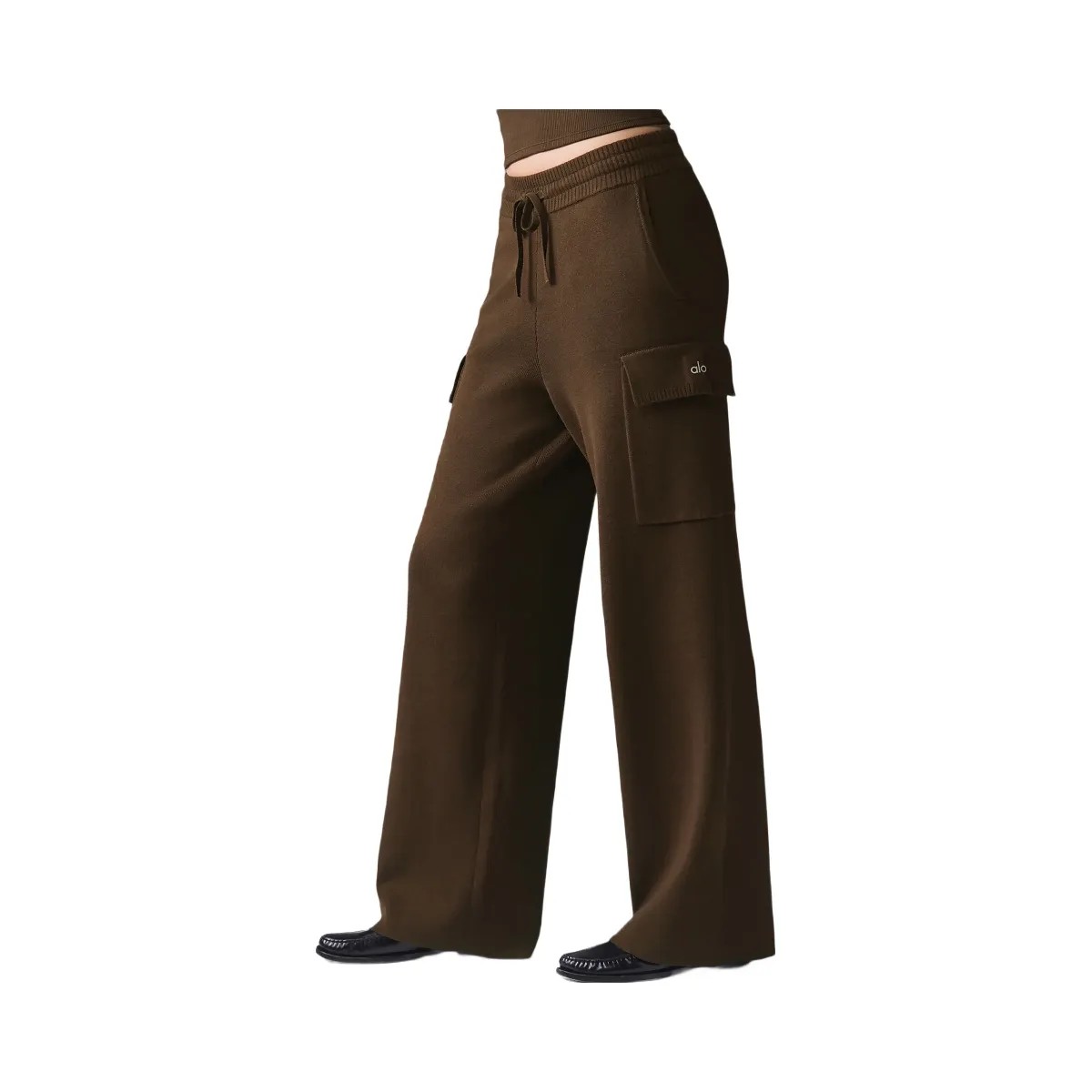 Alo Women's Scholar Knit High-Waist Cargo Pant - Espresso - HypeFly India View 5