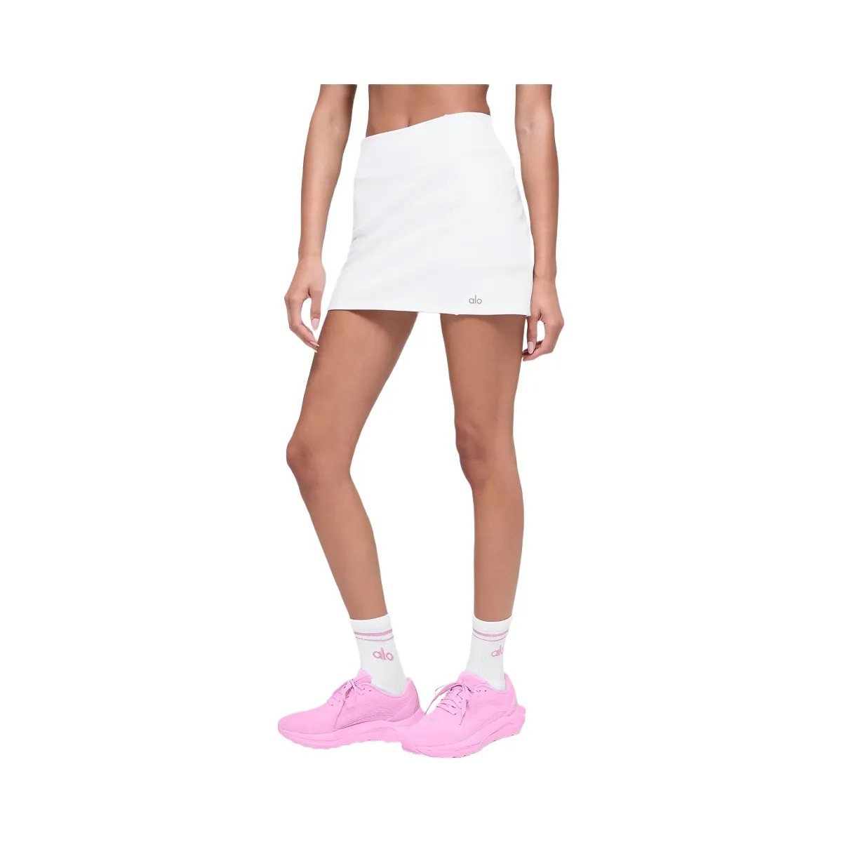 Alo Women's Airbrush High-Waist Good Form Tennis Skirt - White - HypeFly India View 2