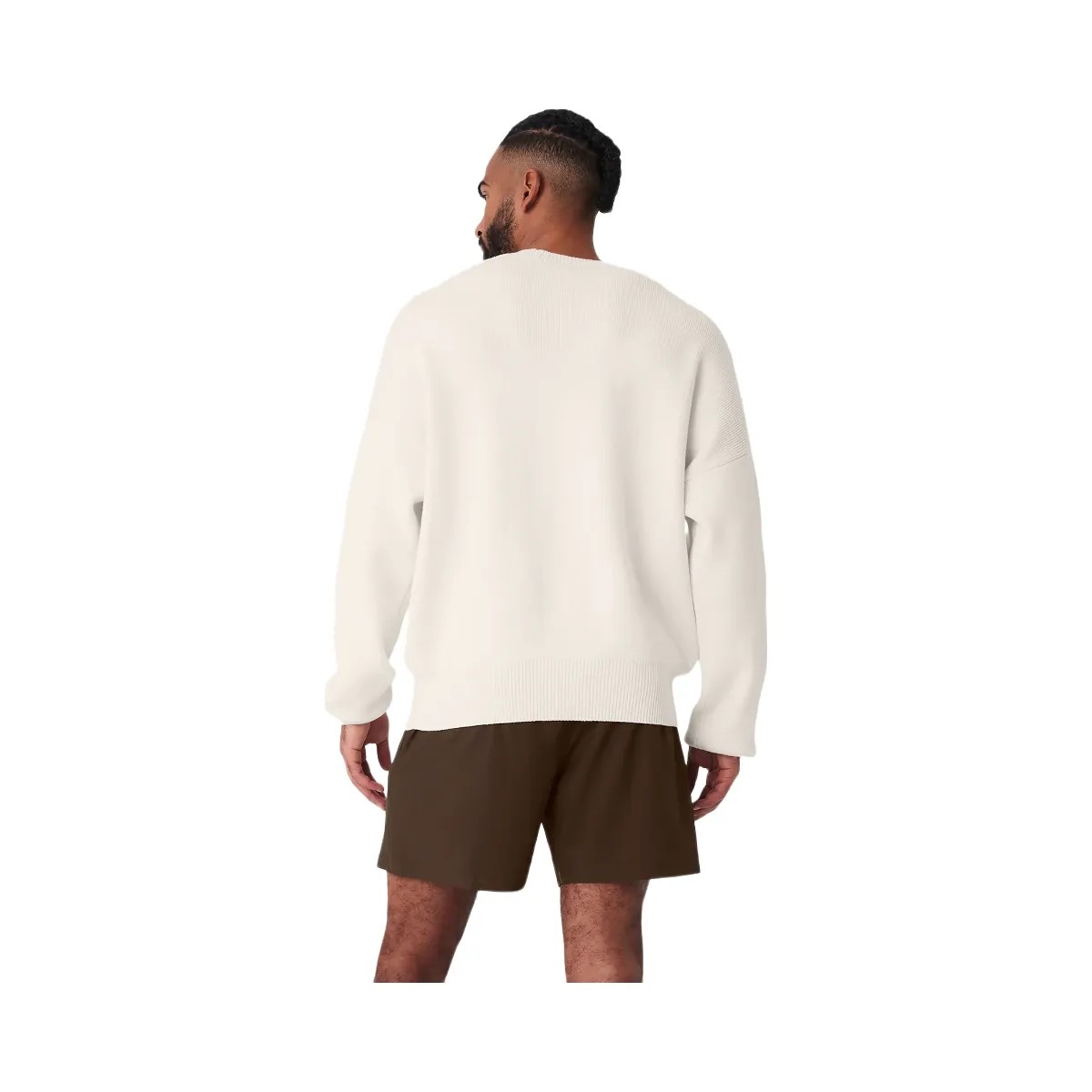 Alo Men's Scholar Crew Neck Sweater - Ivory - HypeFly India View 3