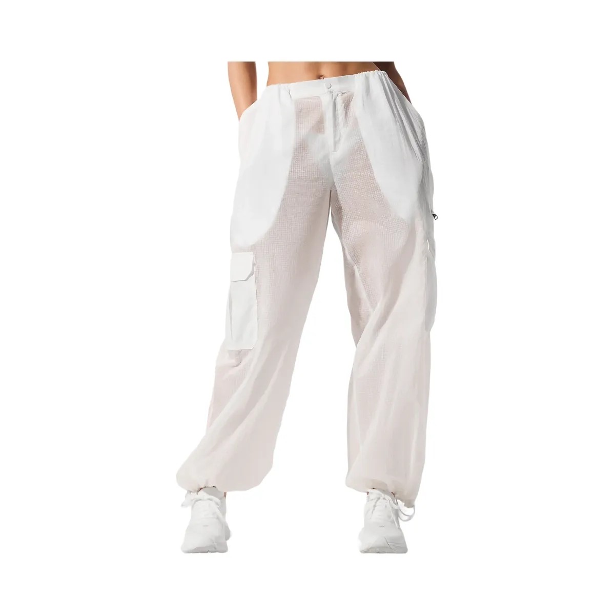 Alo Women's Sheer Game Time Wide Leg Jogger - White - HypeFly India View 4