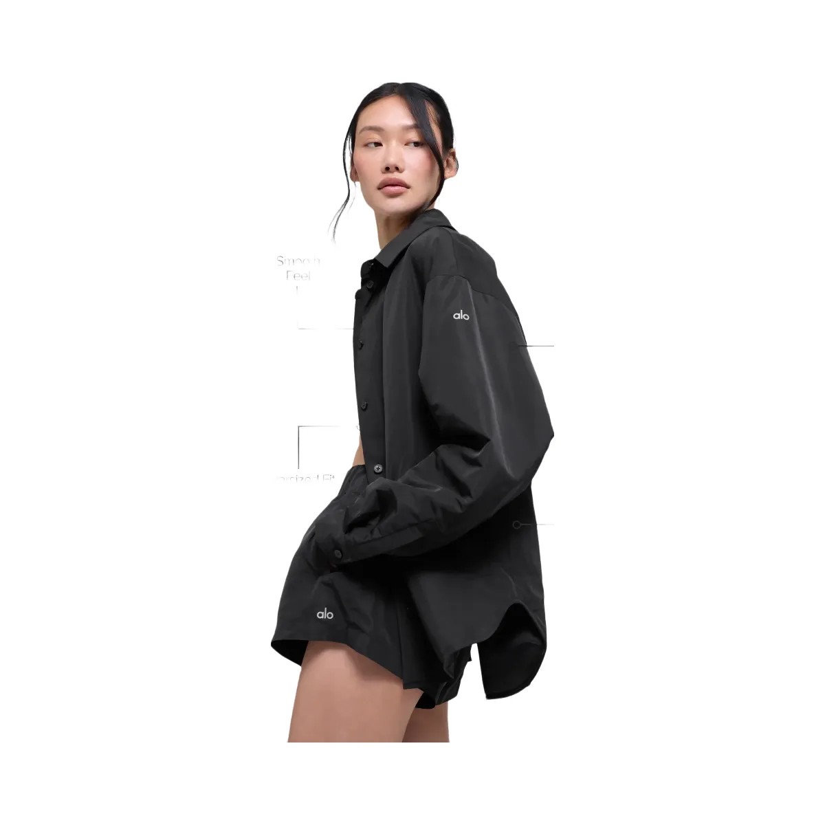 Alo Women's Socialite Shacket - Black - HypeFly India View 2