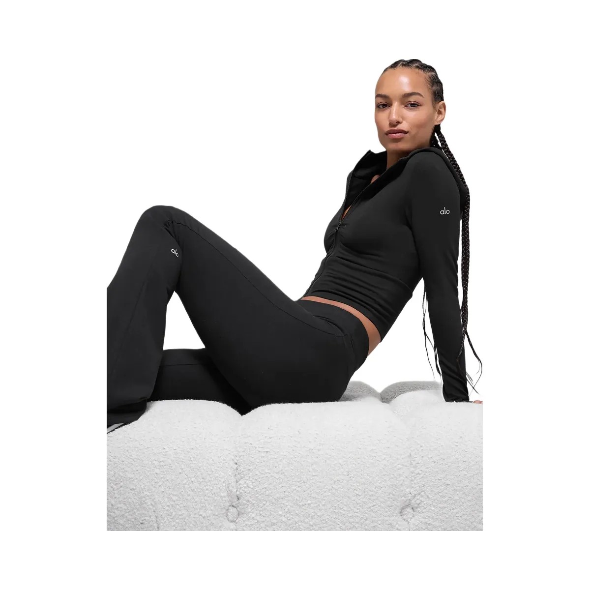Alo Women's Sway Bootcut Sweatpant - Black - HypeFly India View 2