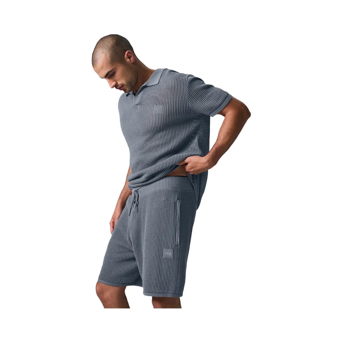 Alo Men's Open-Knit Short - Steel Grey - HypeFly India View 2
