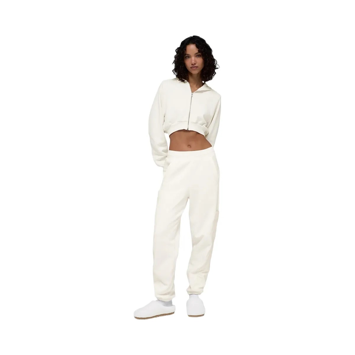 Alo Women's Polar Fleece Wintry Mix Pant - Ivory - HypeFly India View 4