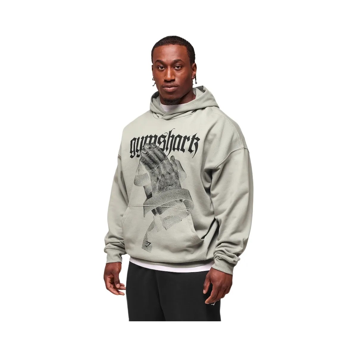 Gymshark Prayer Hands Hoodie - Stone Grey - HypeFly India View 3