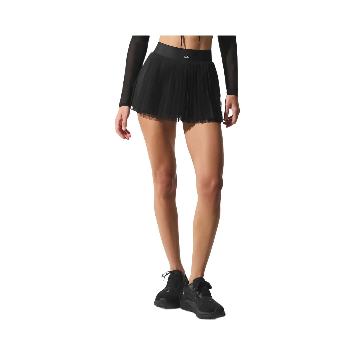 Alo Women's Mesh Baseline Tennis Skirt - Black - HypeFly India View 1