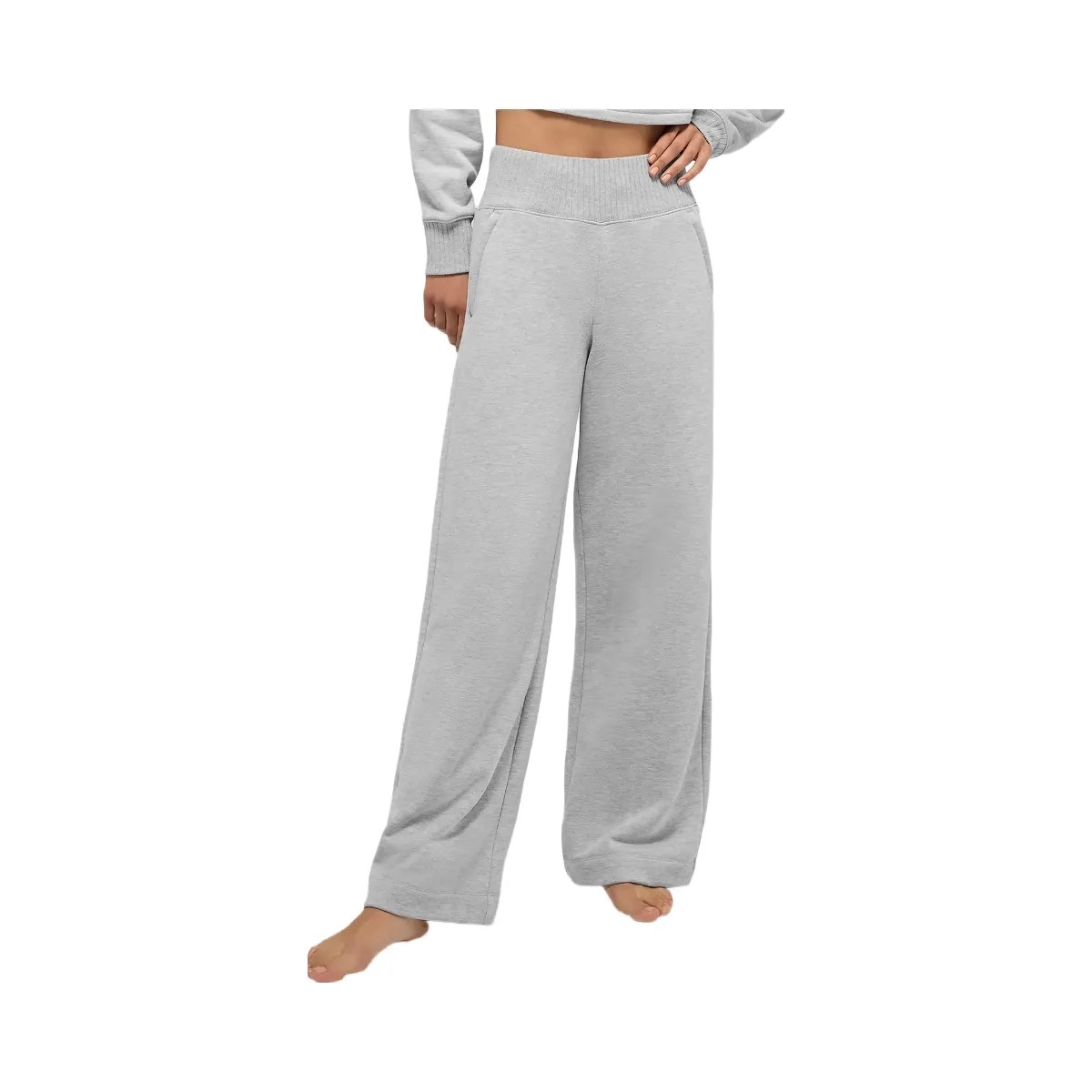 Alo Women's Serenity Wide Leg Sweatpant - Athletic Heather Grey - HypeFly India View 1