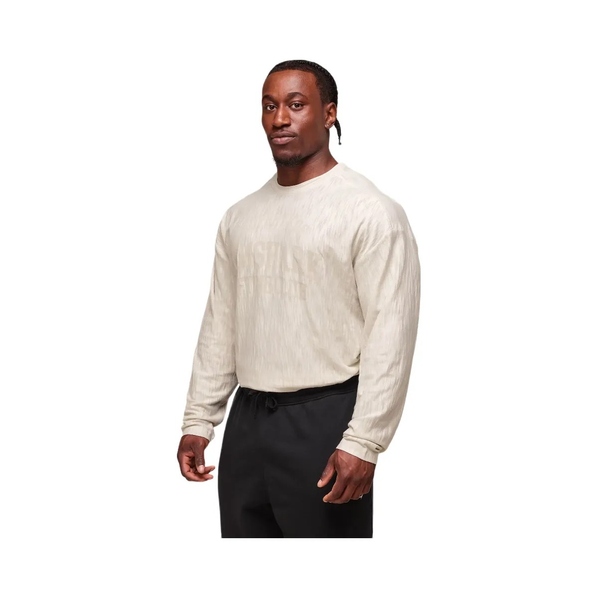 Gymshark Lightweight Slub Textured Lifting Authenticator OS LS T-shirt - Oat White - HypeFly India View 4
