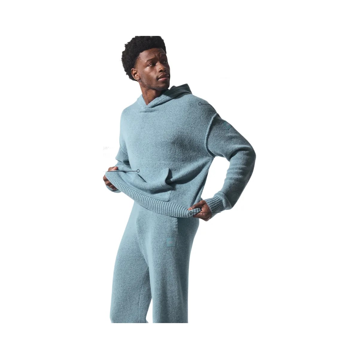 Alo Men's Wool Cashmere New Class Hoodie - Celestial Blue Granite Heather - HypeFly India View 2
