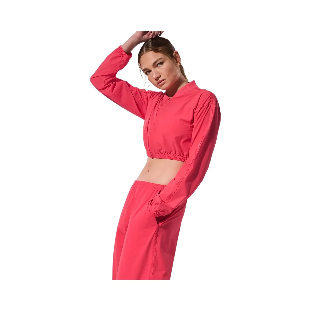 Alo Women's Cropped Breezy Full-Zip Cover Up - Candy Red - HypeFly India View 1