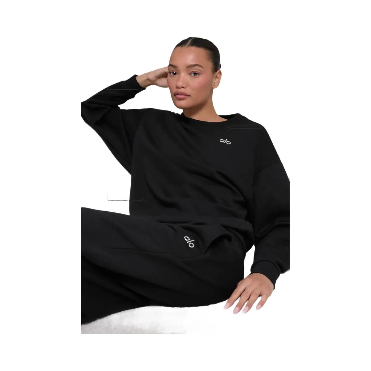 Alo Women's Accolade Crew Neck Pullover - Black - HypeFly India View 3