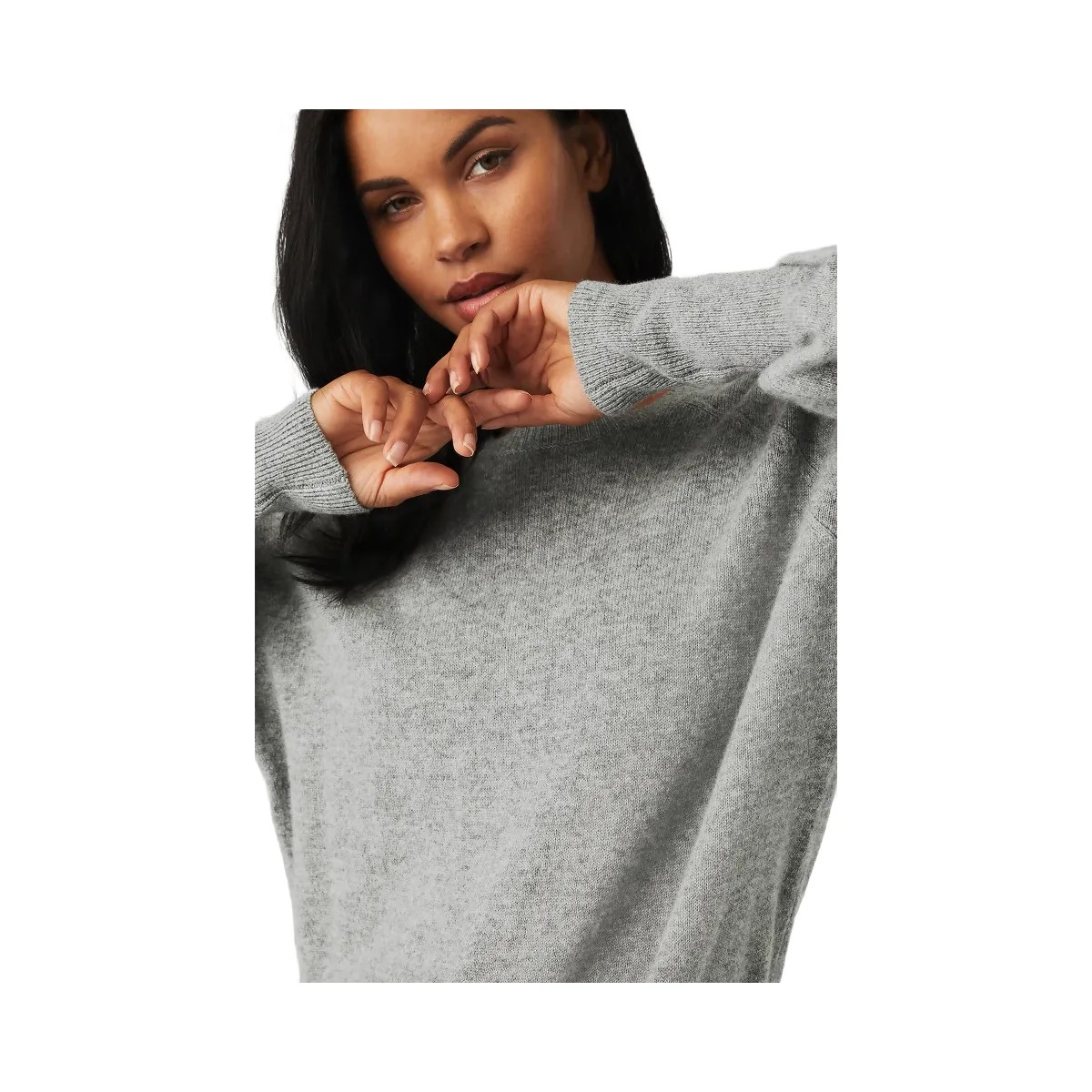 Alo Women's Cashmere Jet Set Crew - Dove Grey Heather - HypeFly India View 4