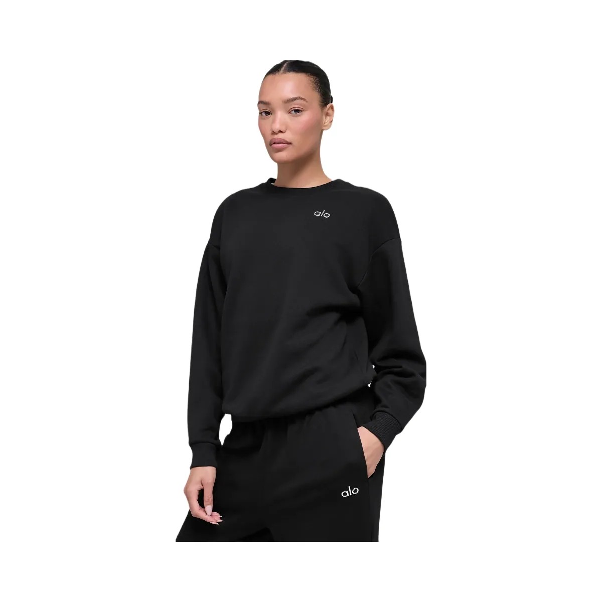 Alo Women's Accolade Crew Neck Pullover - Black - HypeFly India View 1