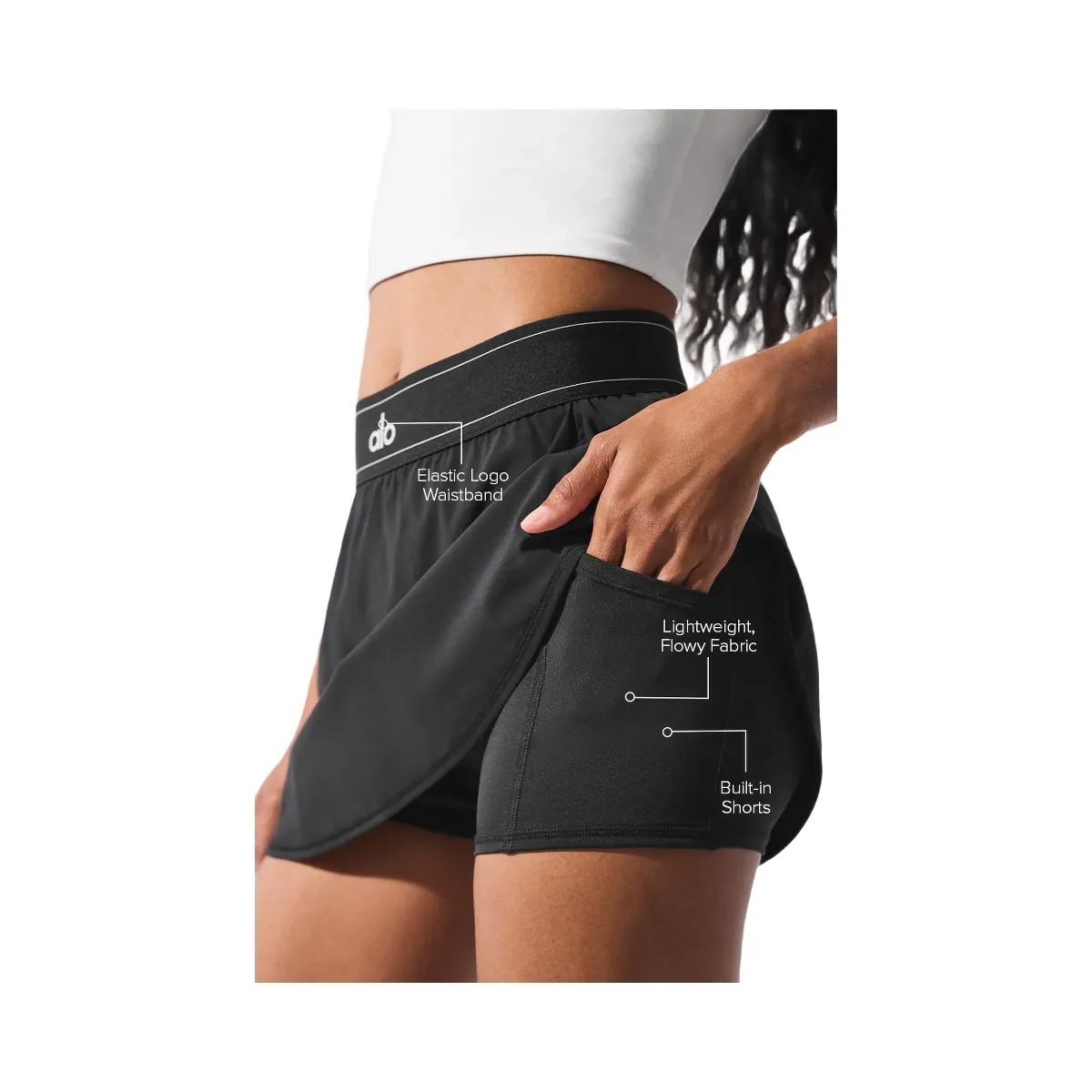Alo Women's Match Point Tennis Skirt - Black - HypeFly India View 2